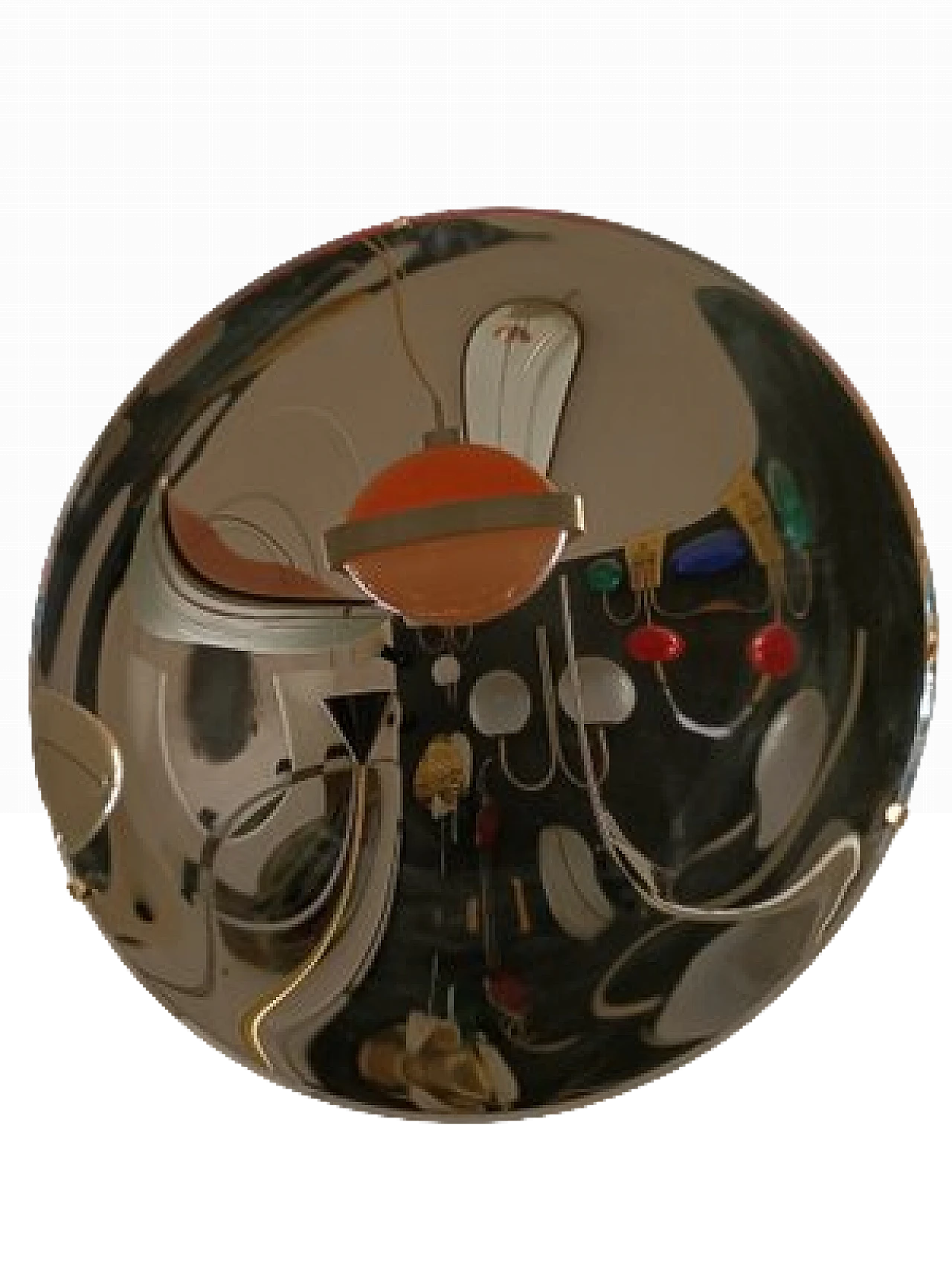 Specchio convesso in bronzo con struttura in ferro, anni 2000 6