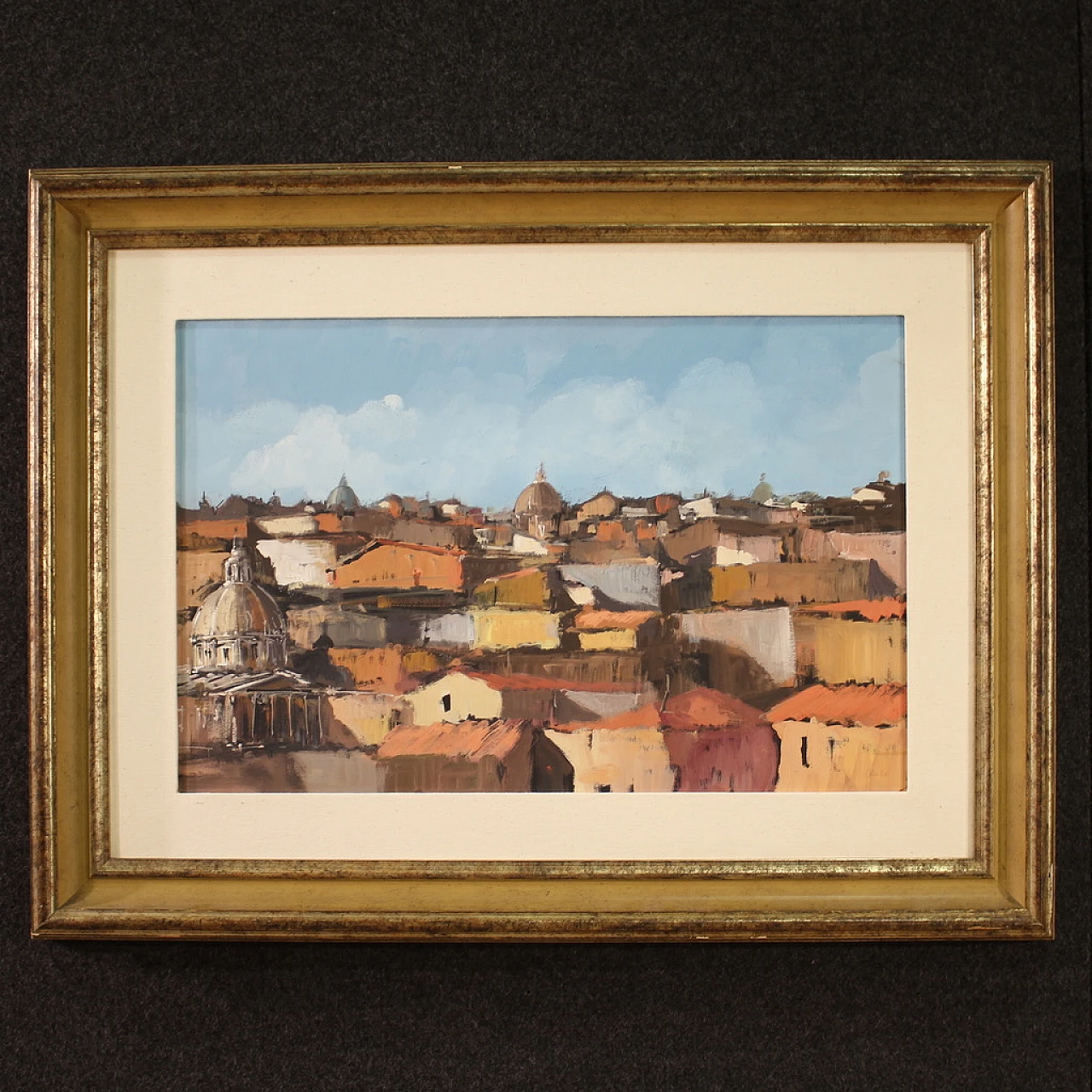 View of Rome, acrylic on cardboard, 1960s 1