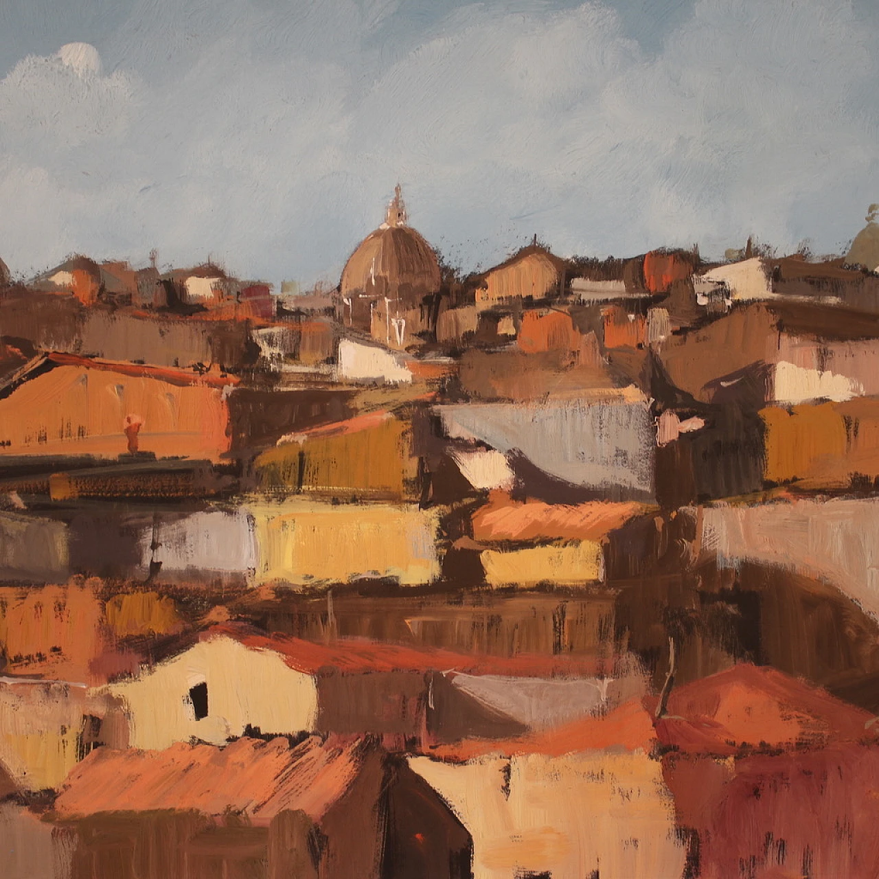 View of Rome, acrylic on cardboard, 1960s 2