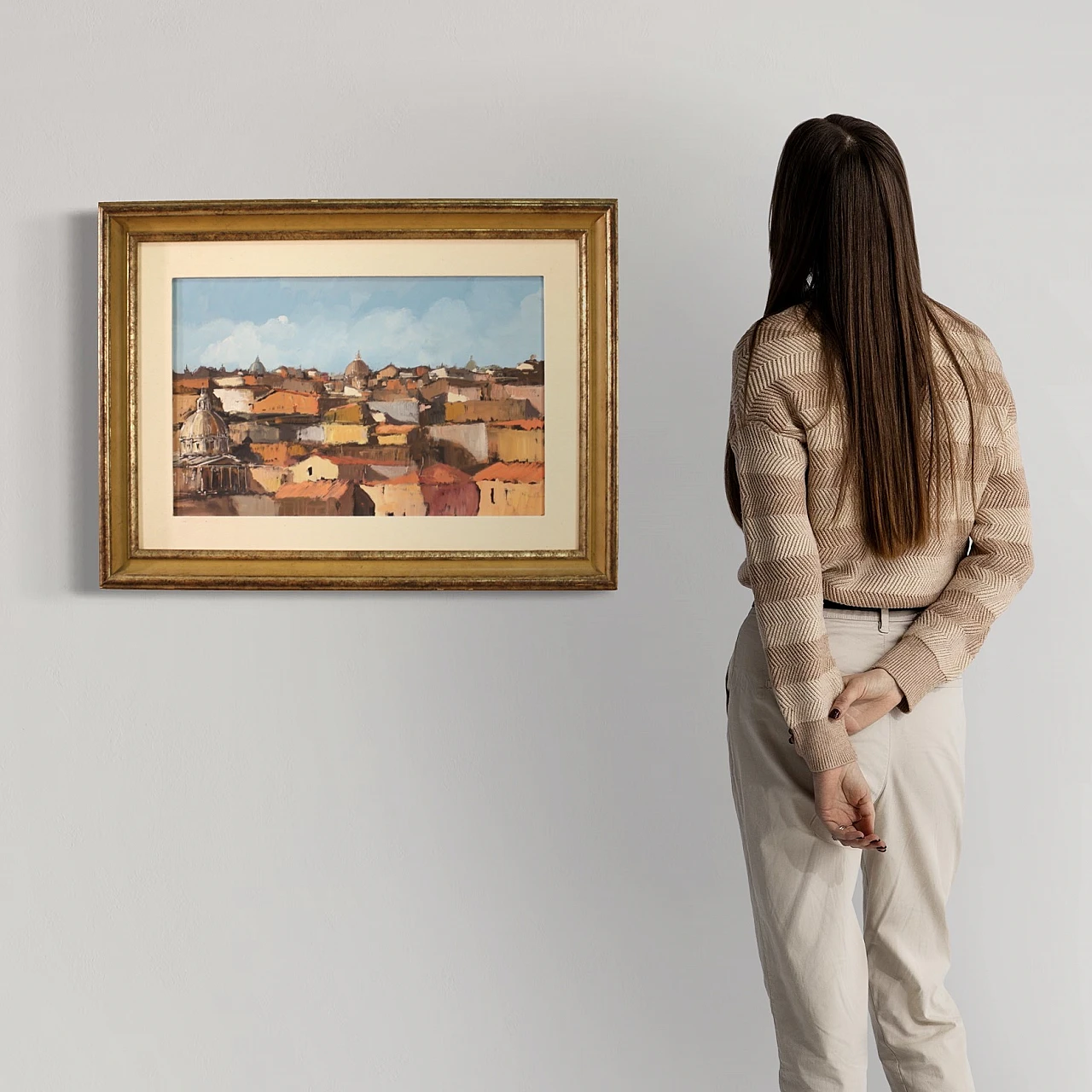 View of Rome, acrylic on cardboard, 1960s 3