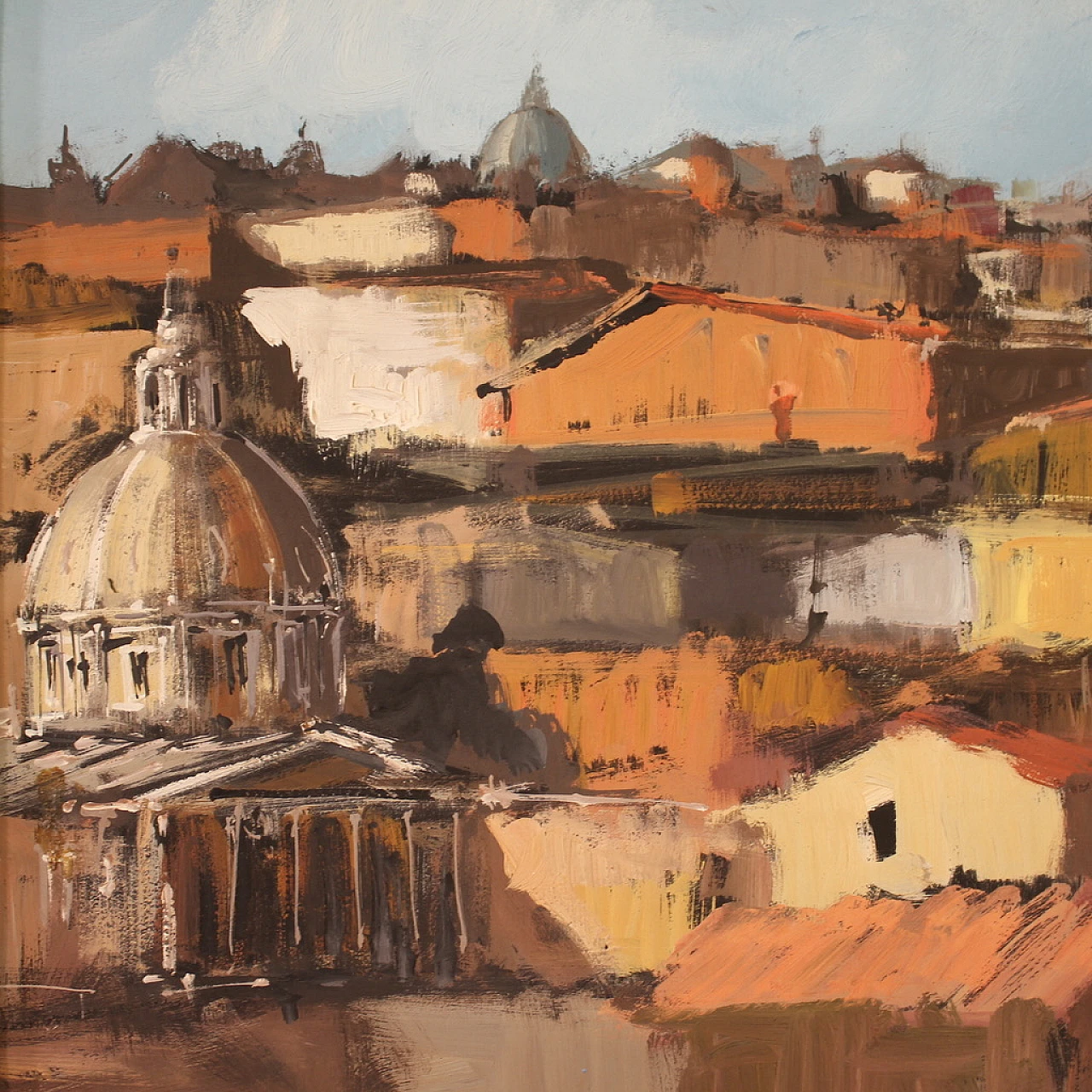 View of Rome, acrylic on cardboard, 1960s 5