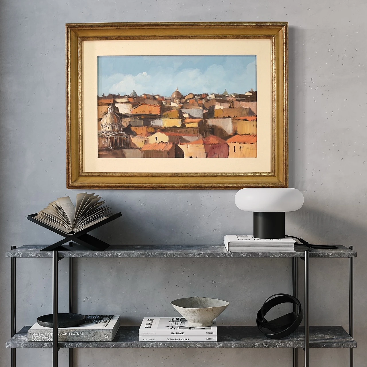 View of Rome, acrylic on cardboard, 1960s 8