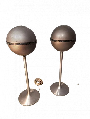 Pair of iron spherical floor speakers from Grunding, 1970s