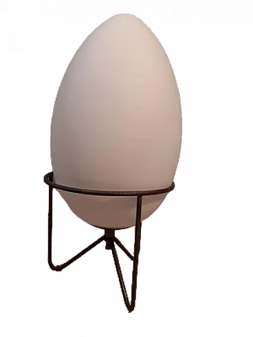 Egg-shaped table lamp in iron & glass in the style of Stilnovo, 1990s