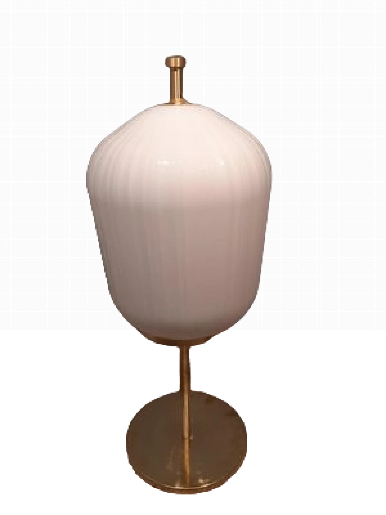 Table lamp with brass stem and satin glass lampshade, 2000s 17