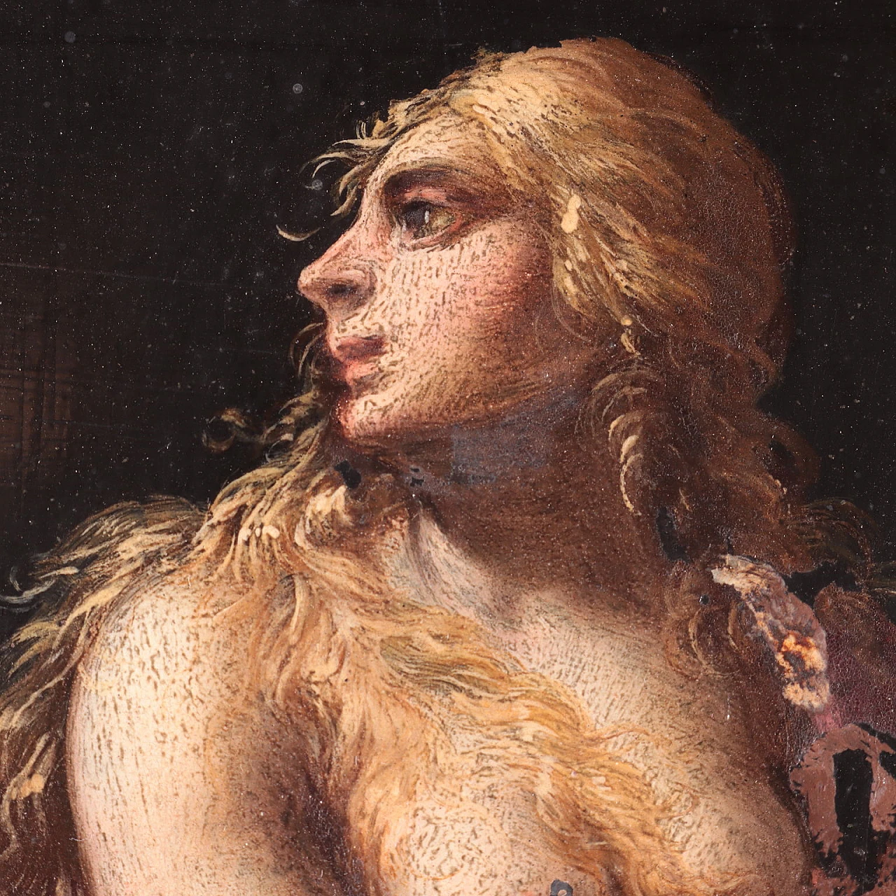 Coppia di dipinti ovali con allegorie, olio su ardesia, '600 3