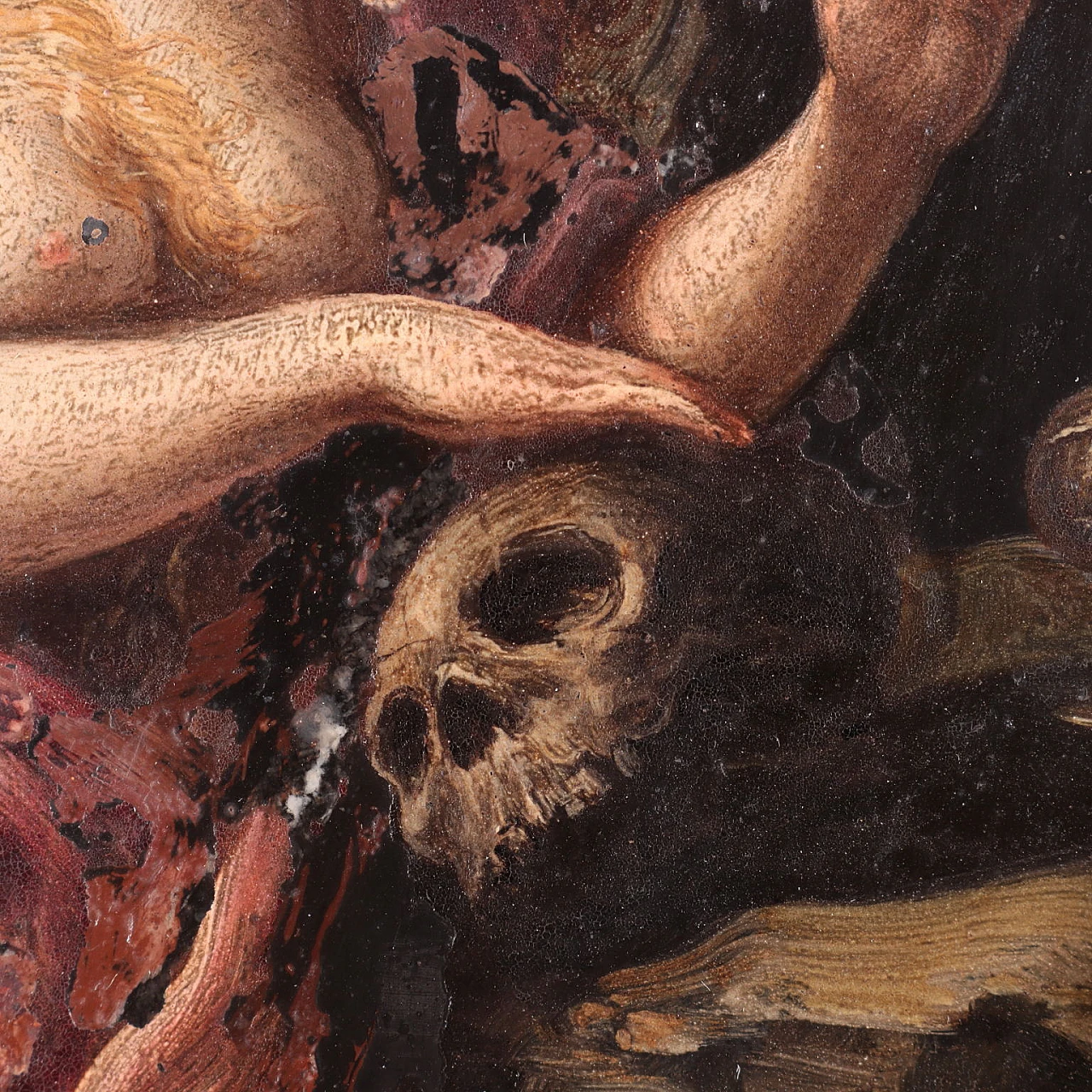 Coppia di dipinti ovali con allegorie, olio su ardesia, '600 4