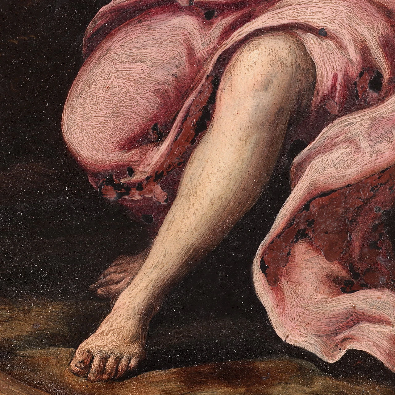 Coppia di dipinti ovali con allegorie, olio su ardesia, '600 5