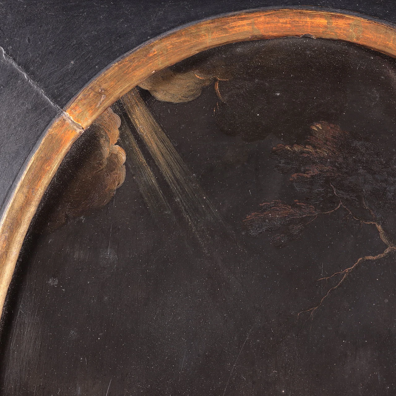 Coppia di dipinti ovali con allegorie, olio su ardesia, '600 7