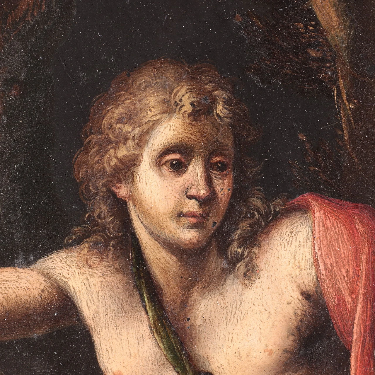 Coppia di dipinti ovali con allegorie, olio su ardesia, '600 10