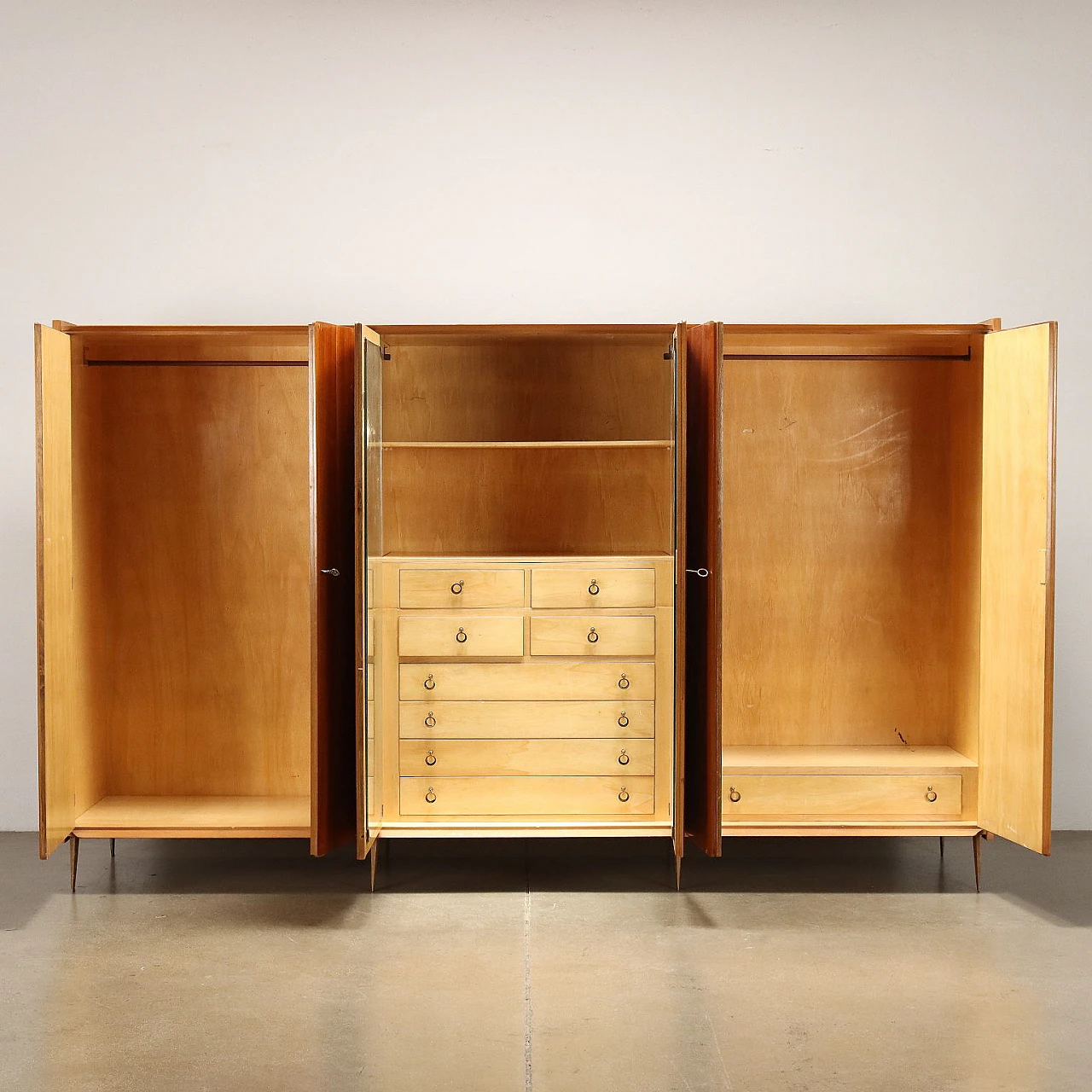 Mahogany veneered wooden wardrobe, 1960s 3