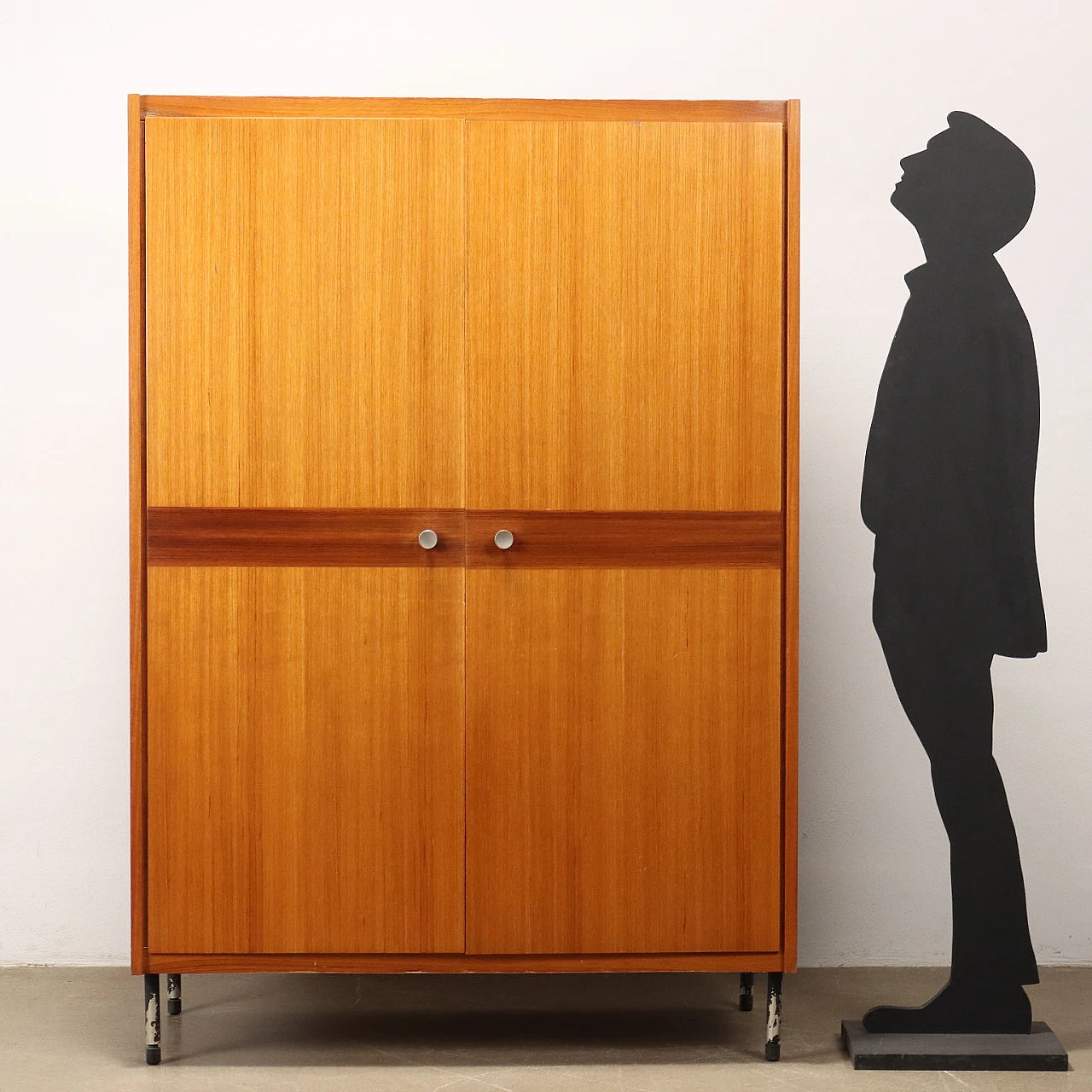 Two-door teak and mahogany wardrobe with metal legs, 1960s 2