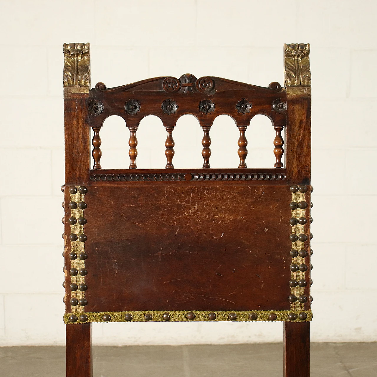 Group of 4 walnut neo-renaissance chairs and armchair, 19th century 5