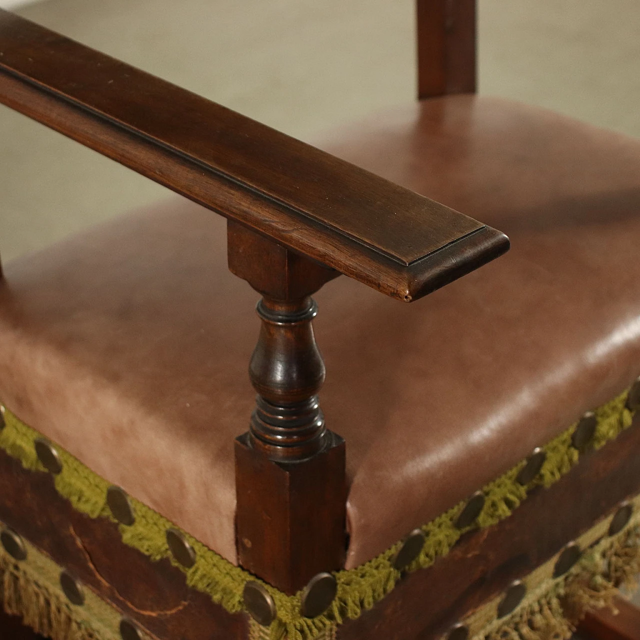 Group of 4 walnut neo-renaissance chairs and armchair, 19th century 8