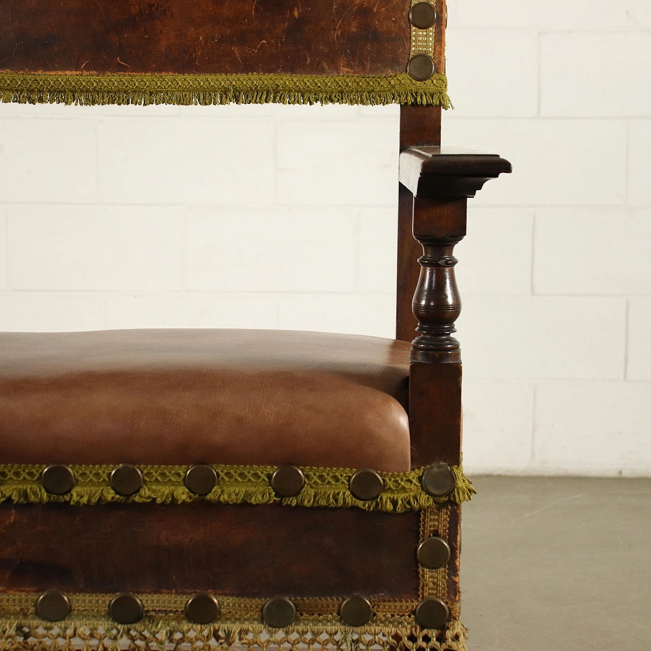 Group of 4 walnut neo-renaissance chairs and armchair, 19th century 9