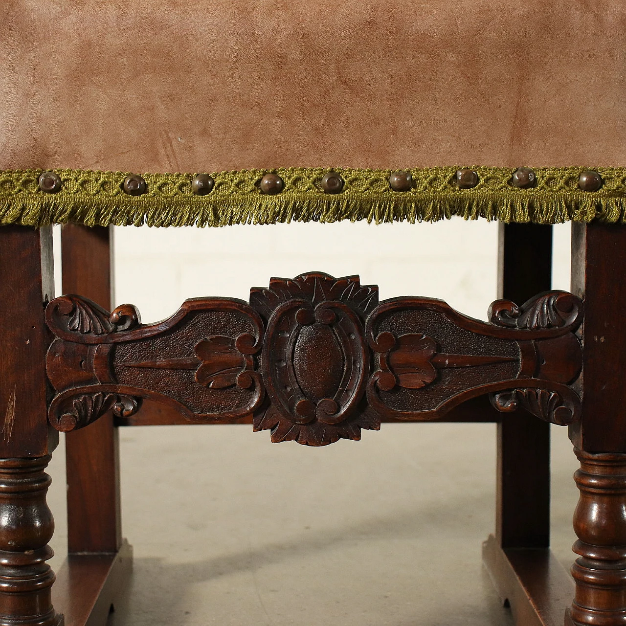 Group of 4 walnut neo-renaissance chairs and armchair, 19th century 10