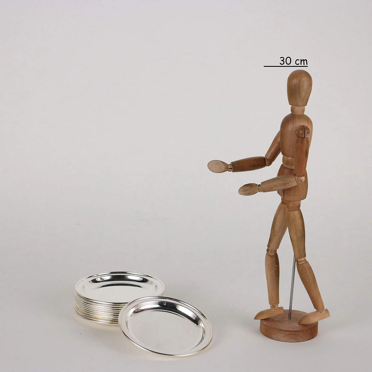 12 Piattini sottobicchiere in argento di Manifattura Mugnai Firenze, anni '70 2