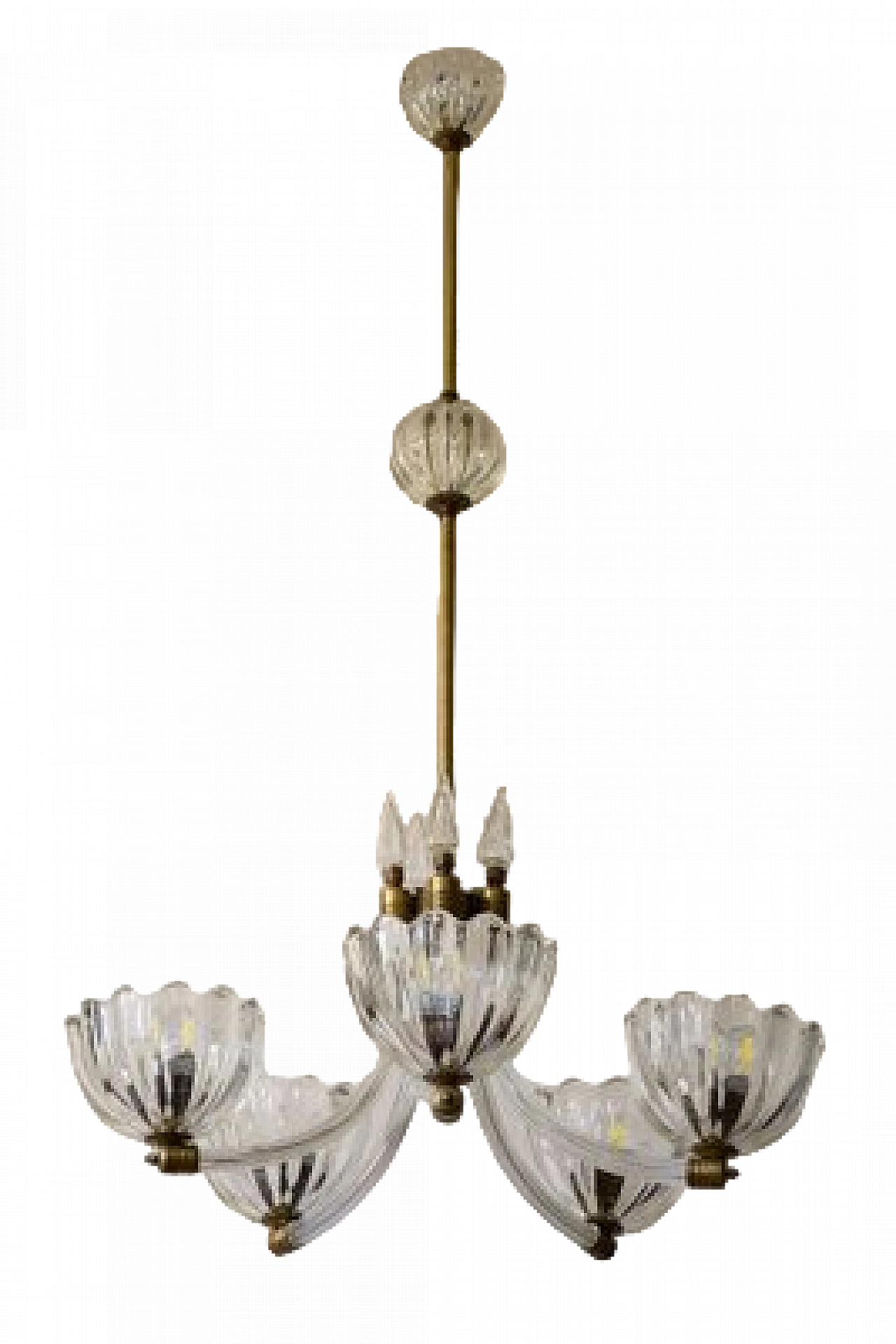 Murano glass chandelier attributed to Barovier & Toso, 1940s 14