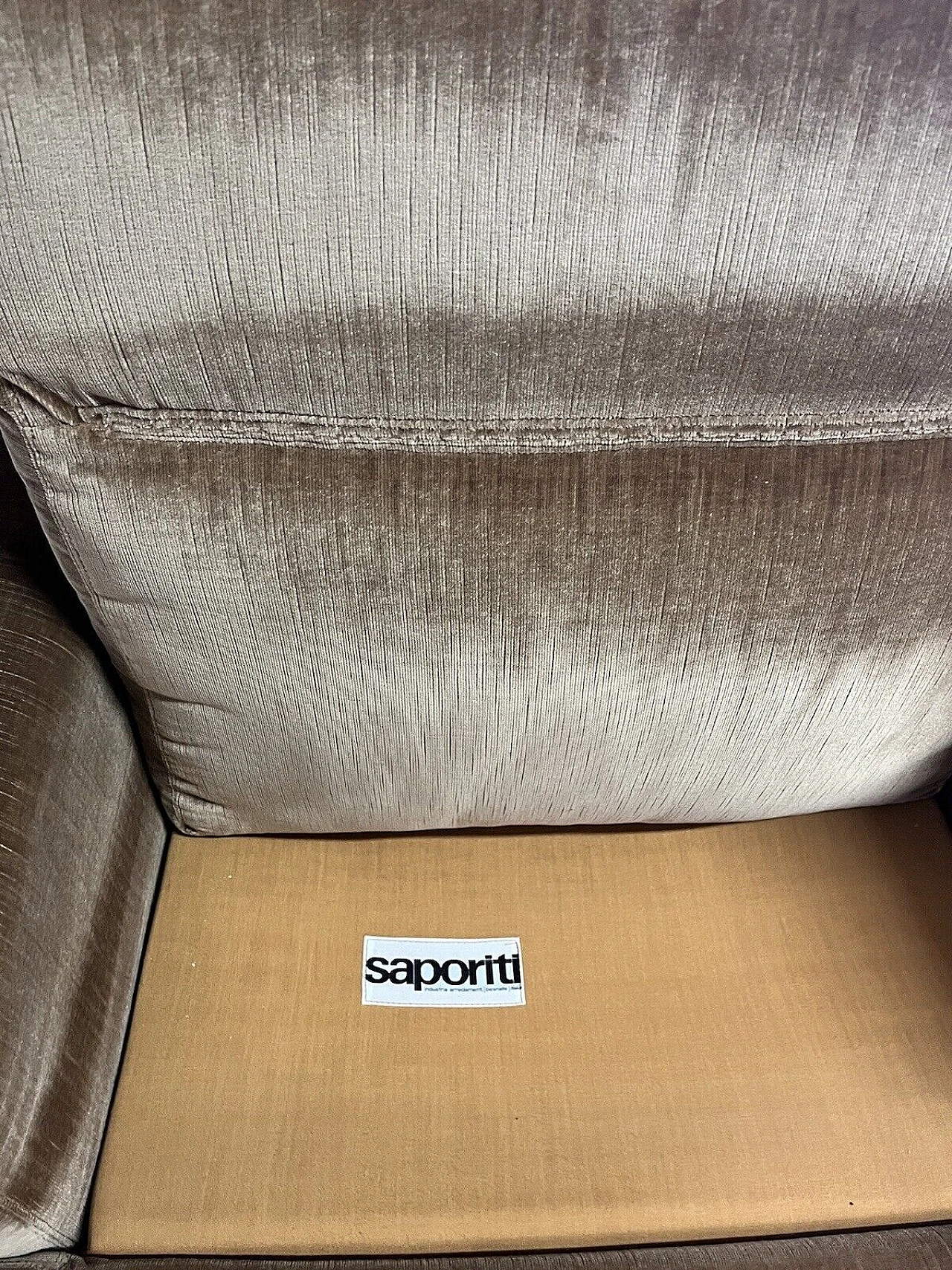 Sofa and pair of armchairs in beige fabric by Saporiti, 1970s 5