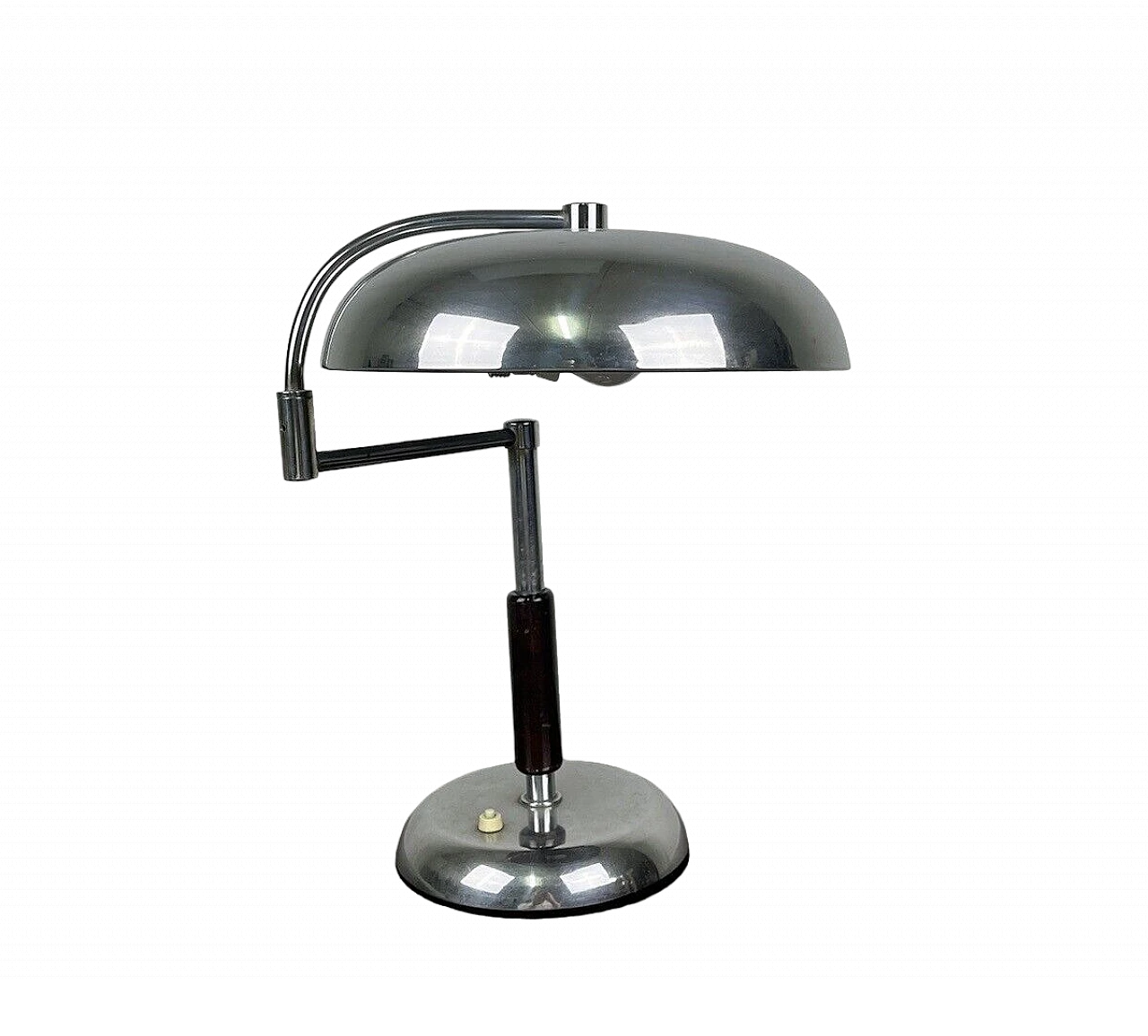 Lampada da tavolo ministeriale snodata in metallo e legno, anni '60 12