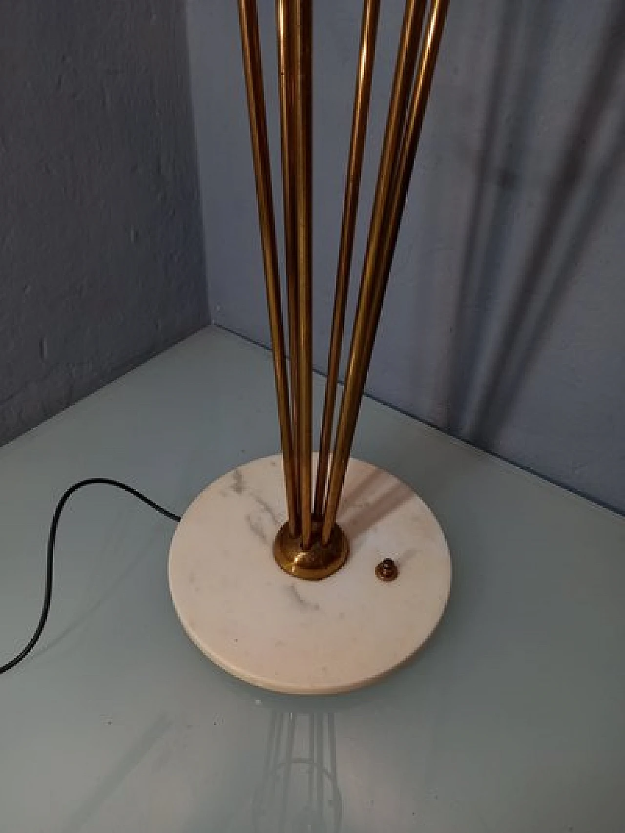 Lampada da terra Alberello in ferro, ottone e marmo di Stilnovo, anni '50 9