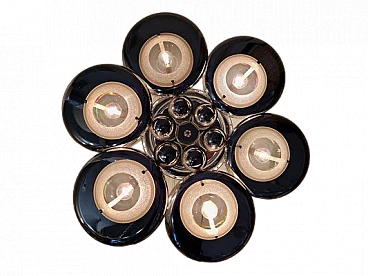 Lampadario in metallo cromato di O. Torlasco per Stilkronen, anni '70