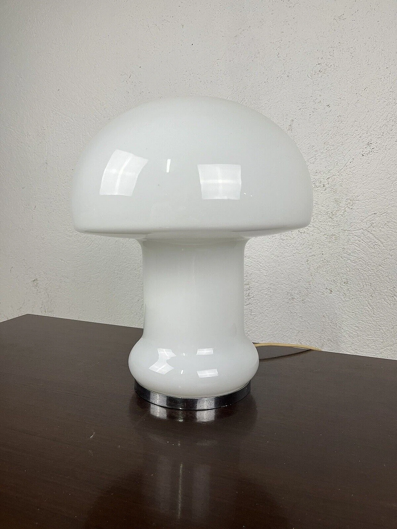 Lampada da tavolo Space Age a fungo in vetro e metallo, anni '70 4