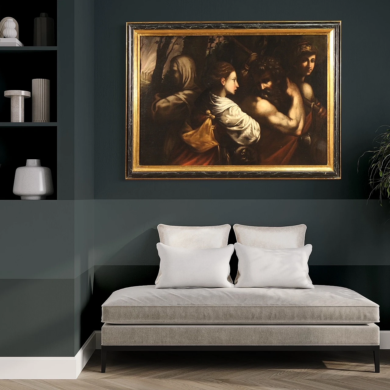 Lot e le figlie fuggono da Sodoma, olio su tela, '600 14