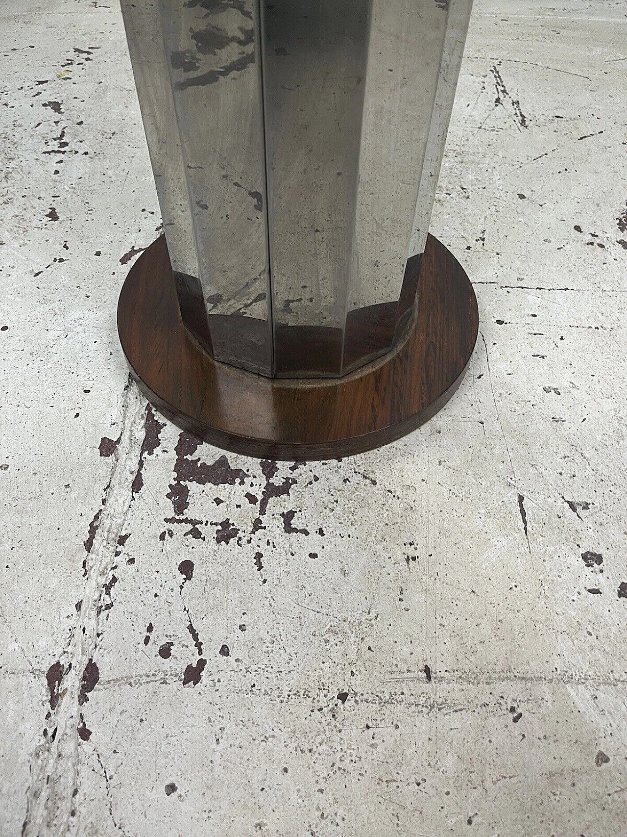 Sgabello in acciaio, pelle e legno, anni '70 9