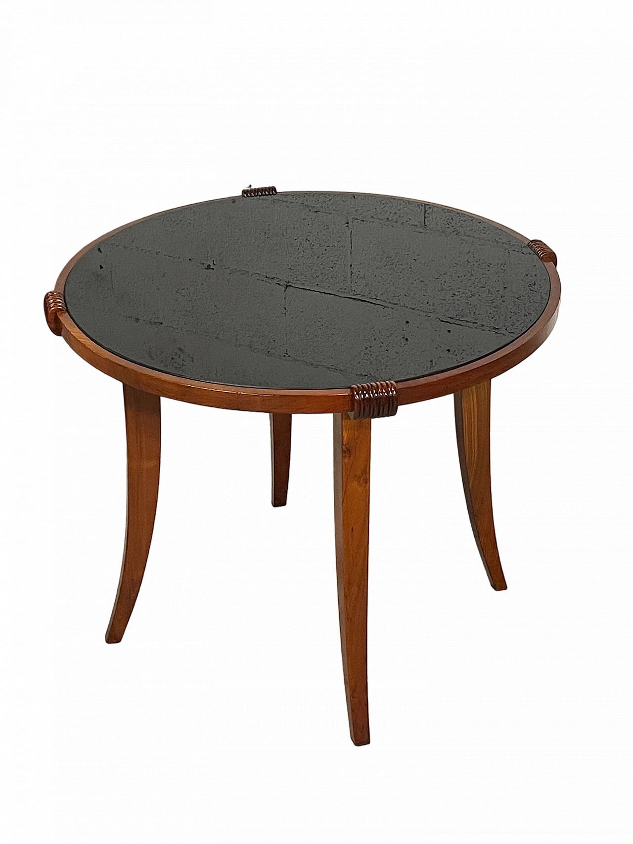 Cherry wood coffee table with glass top, 1940s 16