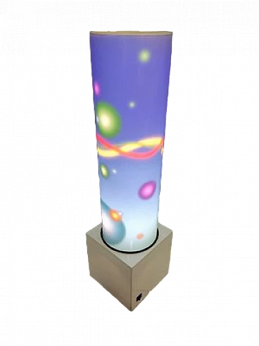 Lampada da tavolo a led multicolor in vetro acrilico, anni 2000