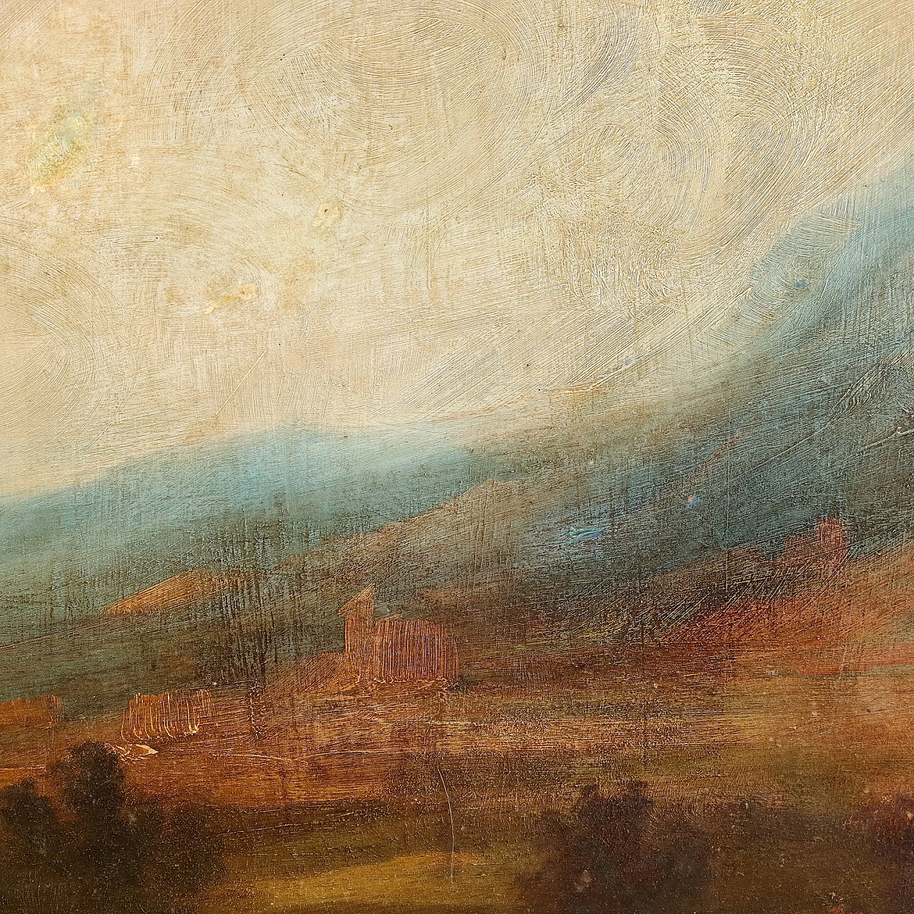 Landscape with figures, oil on hardboard, 1930s 6