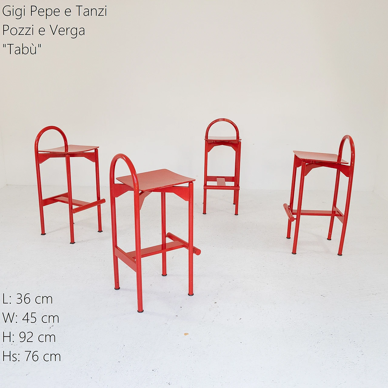 4 Tabù stools by Gigi and Pepe Tanzi for Pozzi & Verga, 1980s 1