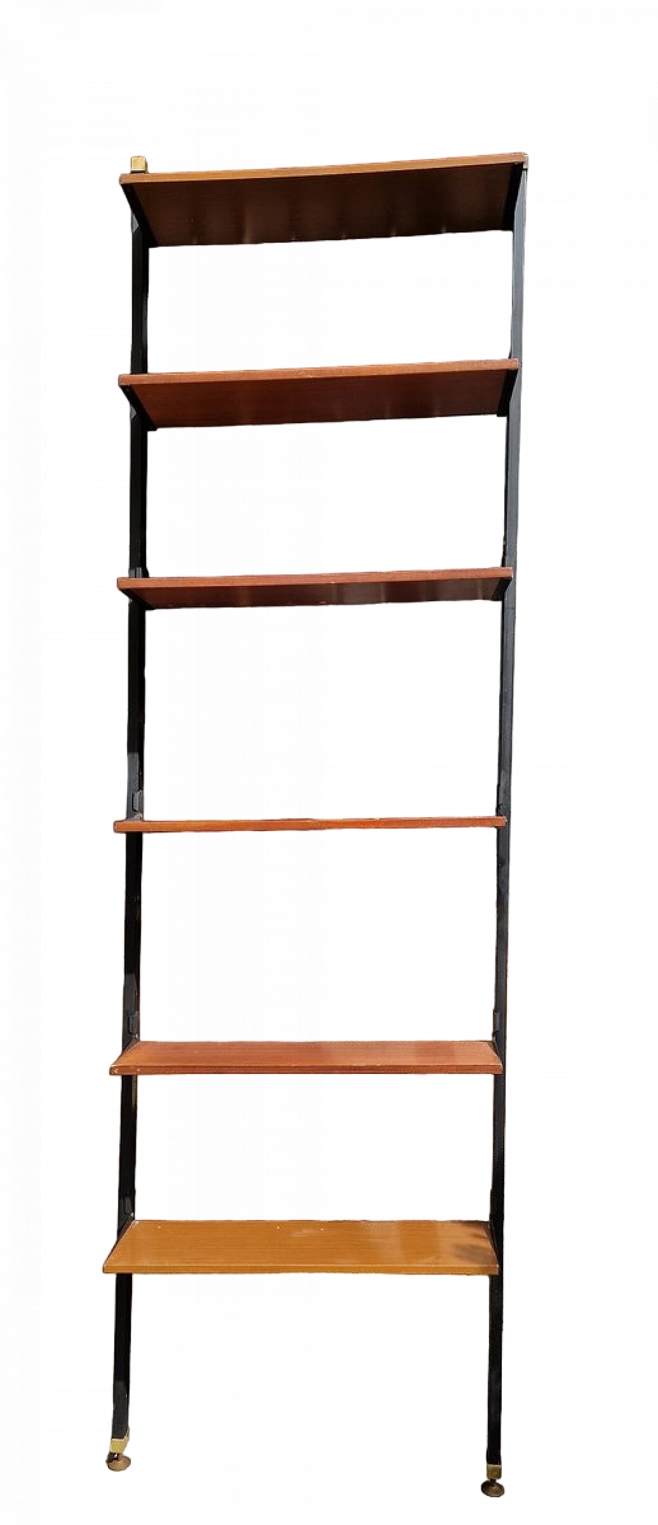 Libreria terra-cielo in legno e metallo, anni '50 10