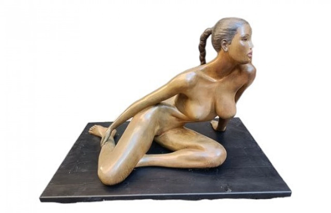 V. De Marchi, Nude of a woman, bronze sculpture on wood, 1980s 26