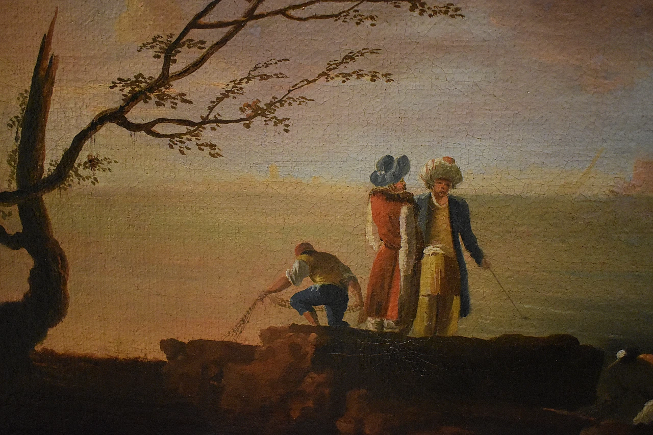 Attribuito a Francesco Fidanza, Paesaggio marino, olio su tela, '700 3