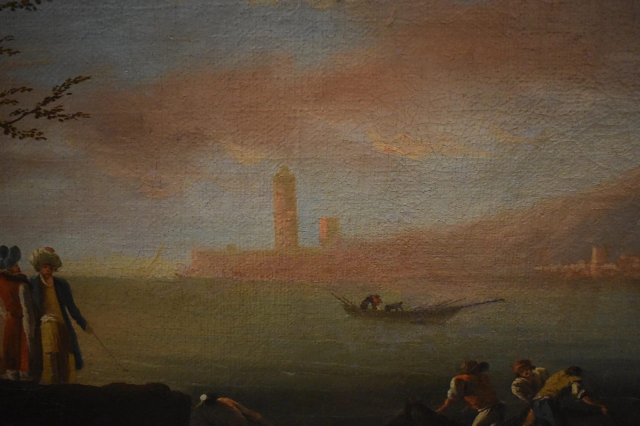 Attribuito a Francesco Fidanza, Paesaggio marino, olio su tela, '700 5