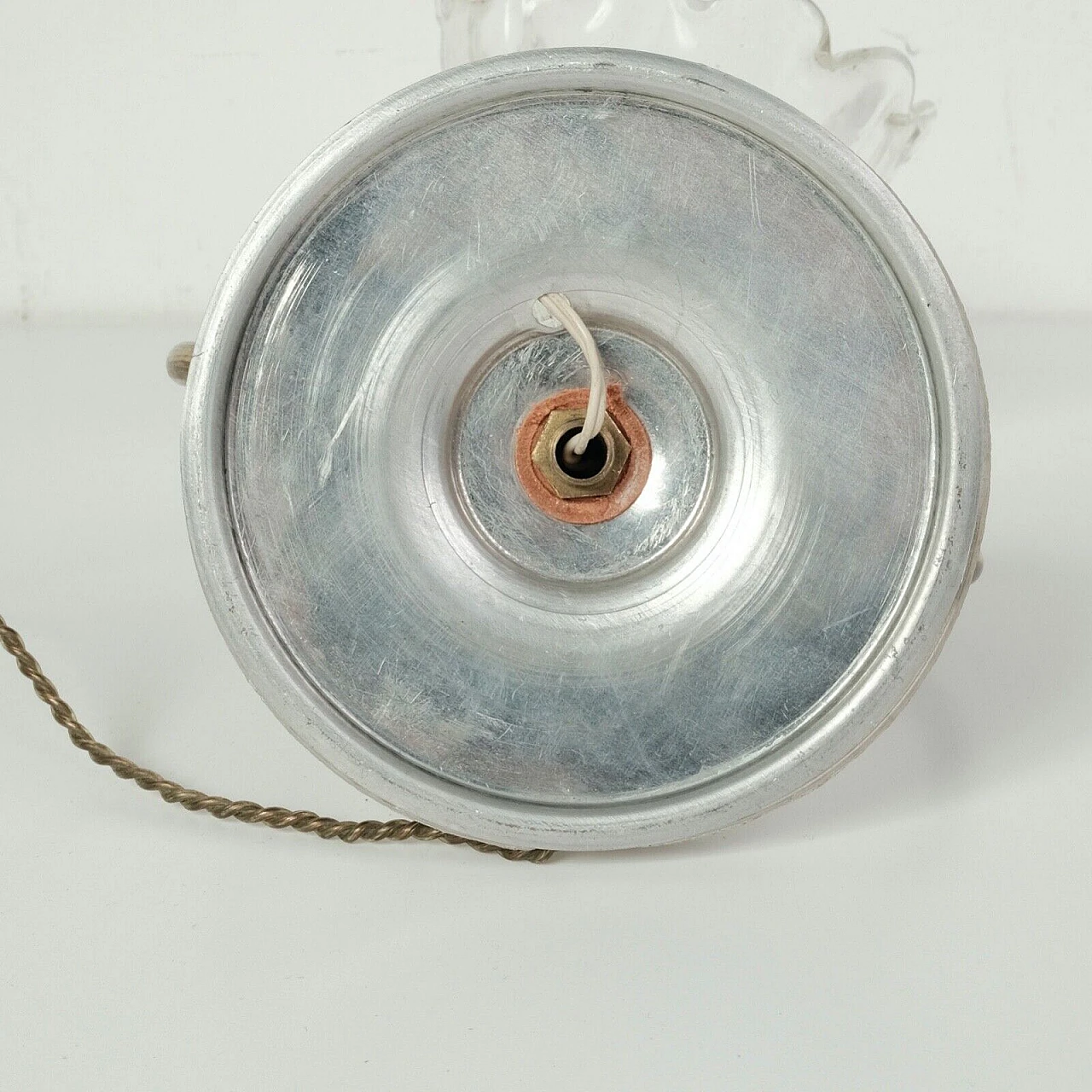 Lampada da tavolo con paralume a campanula in vetro, anni '50 15