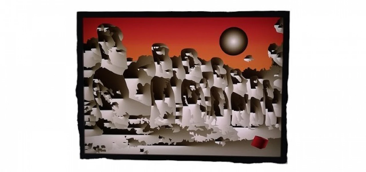 Acrylic glass led applique with landscape, 2000s 4