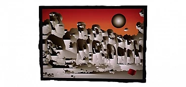 Acrylic glass led applique with landscape, 2000s