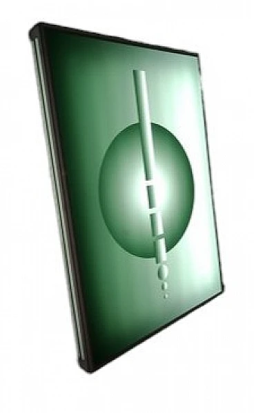 Applique led in vetro acrilico verde con forme geometriche, anni 2000