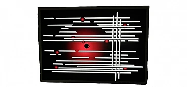 Applique a led in vetro acrilico rosso e bianco con righe, anni 2000
