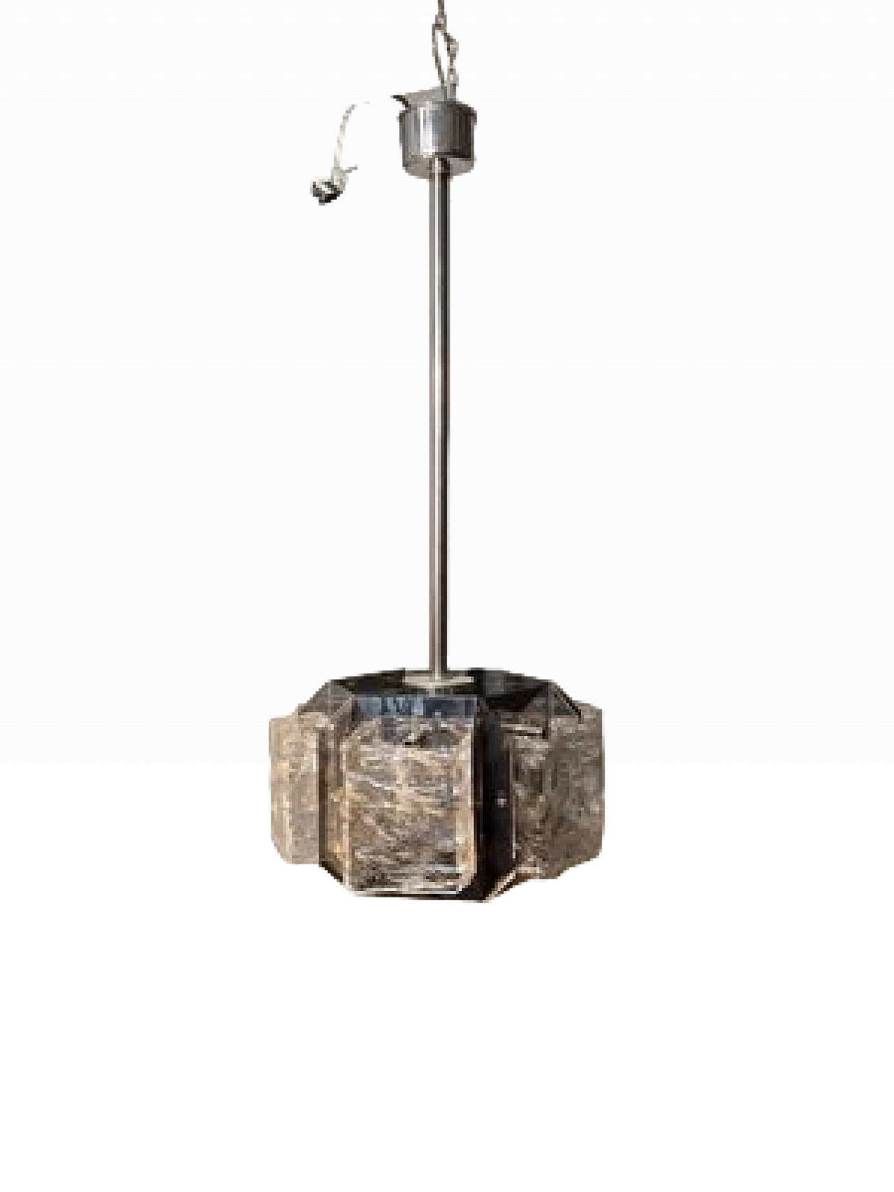 Lampadario in metallo cromato di Zeroquattro, anni '60 15