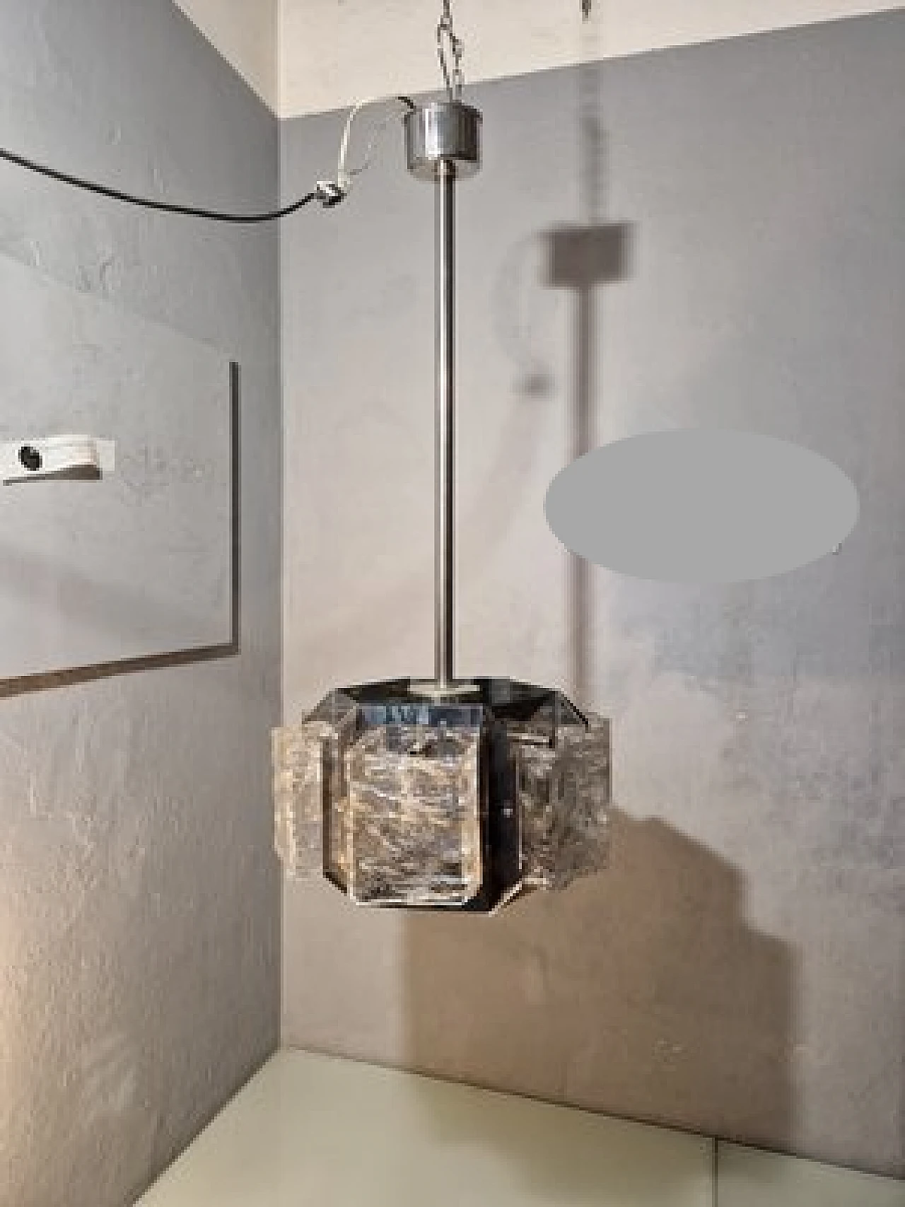 Lampadario in metallo cromato di Zeroquattro, anni '60 1