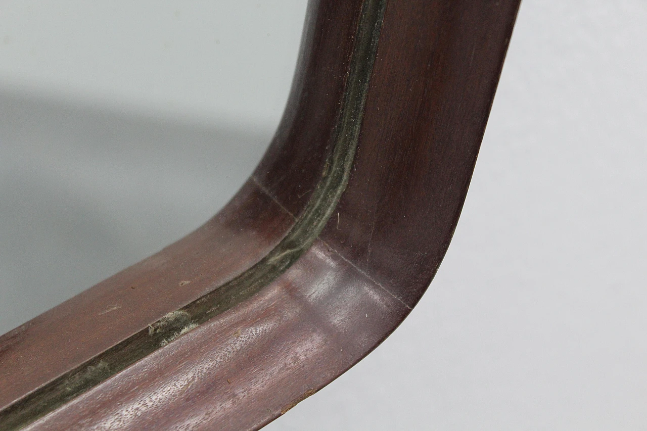 Specchio geometrico con cornice in legno e pelle, anni '60 7