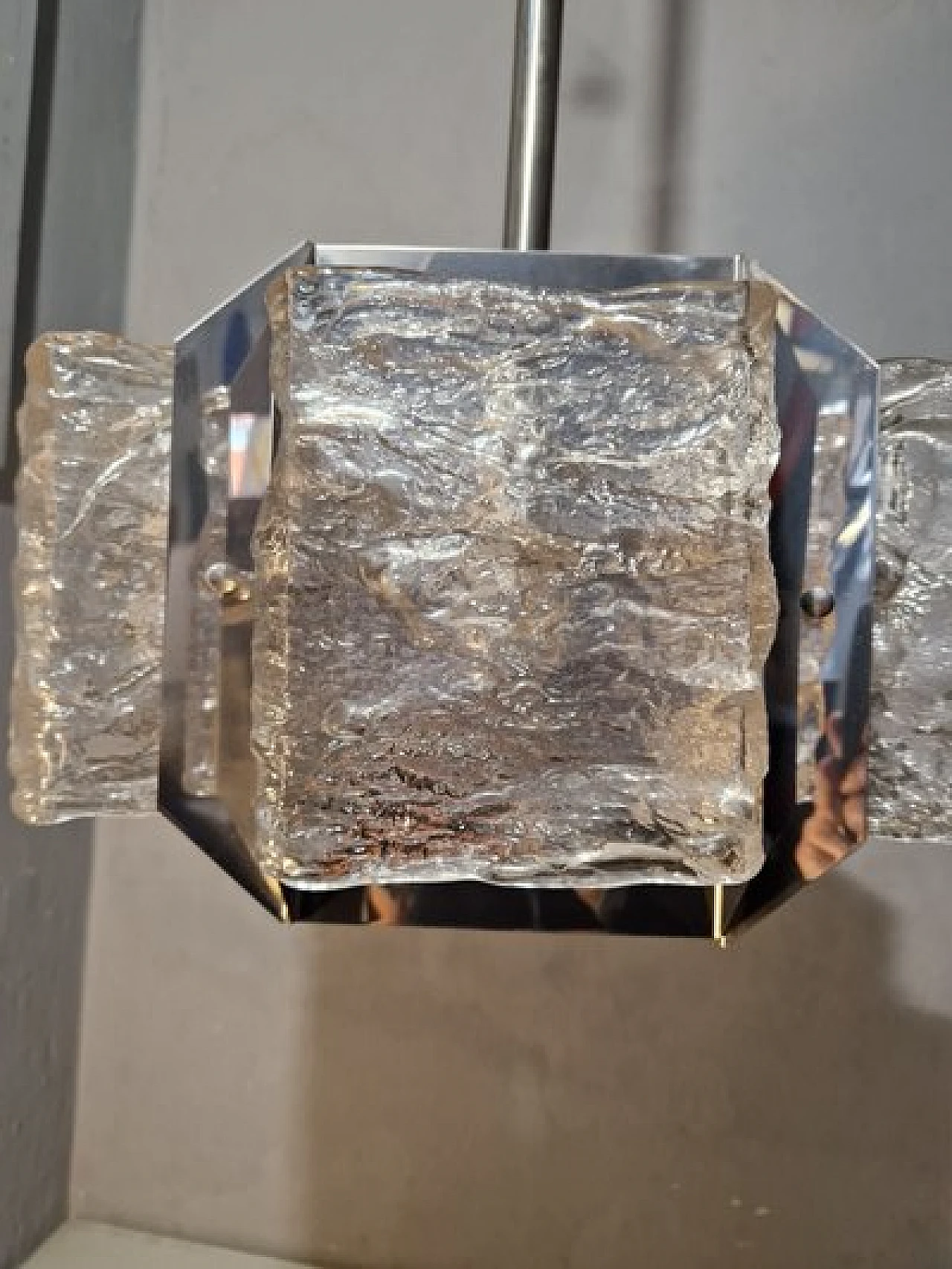 Lampadario in metallo cromato di Zeroquattro, anni '60 7