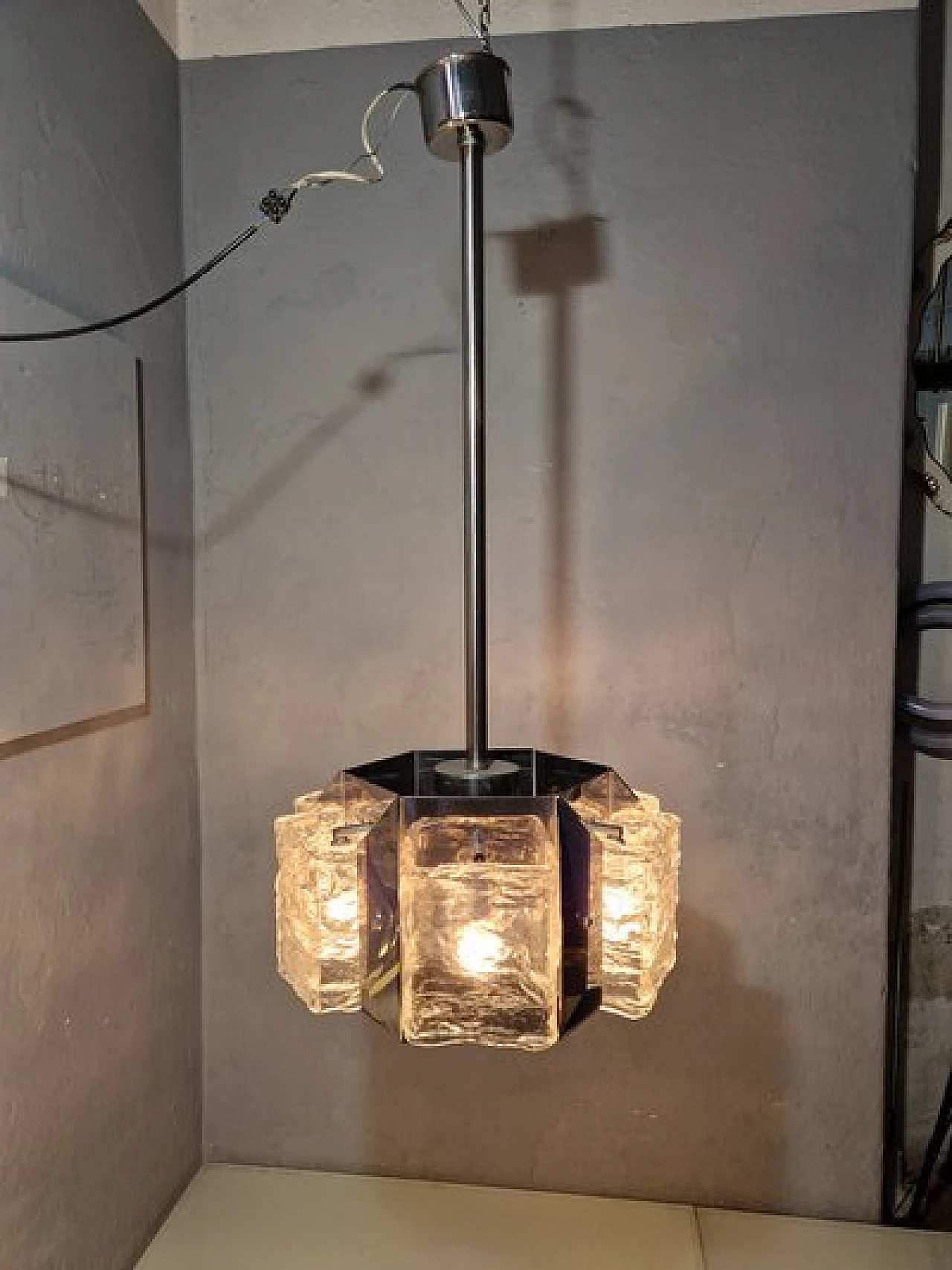 Lampadario in metallo cromato di Zeroquattro, anni '60 8
