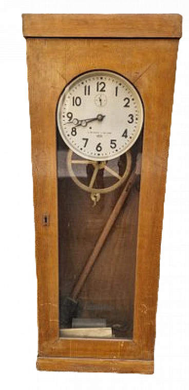 Pendulum clock with wooden case by Enrico Boselli, 1940s