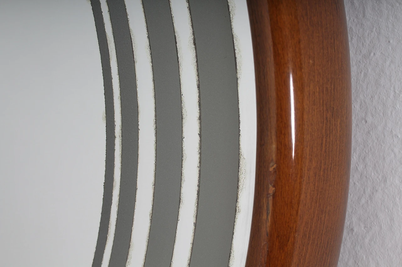 Specchio retroilluminato rotondo con cornice in legno, anni '60 6
