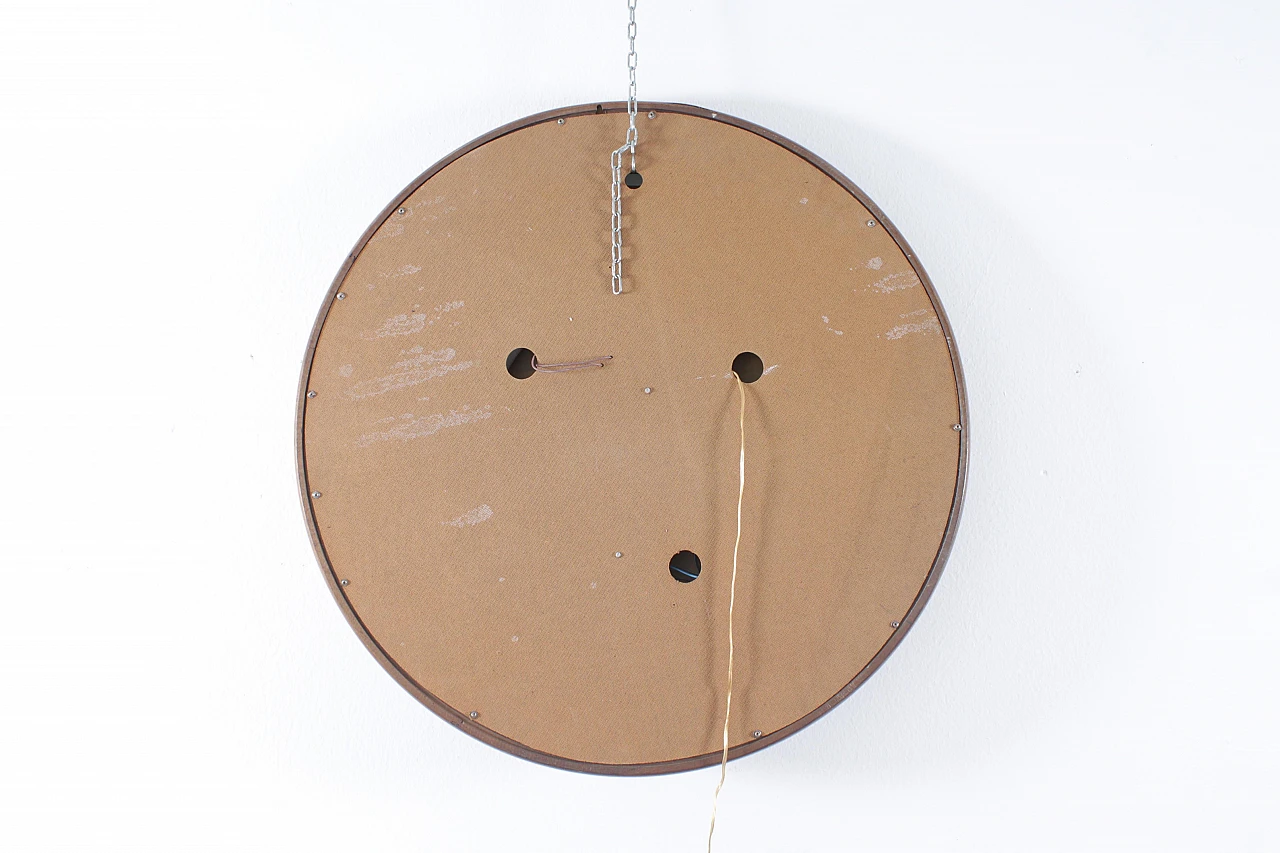 Specchio retroilluminato rotondo con cornice in legno, anni '60 12